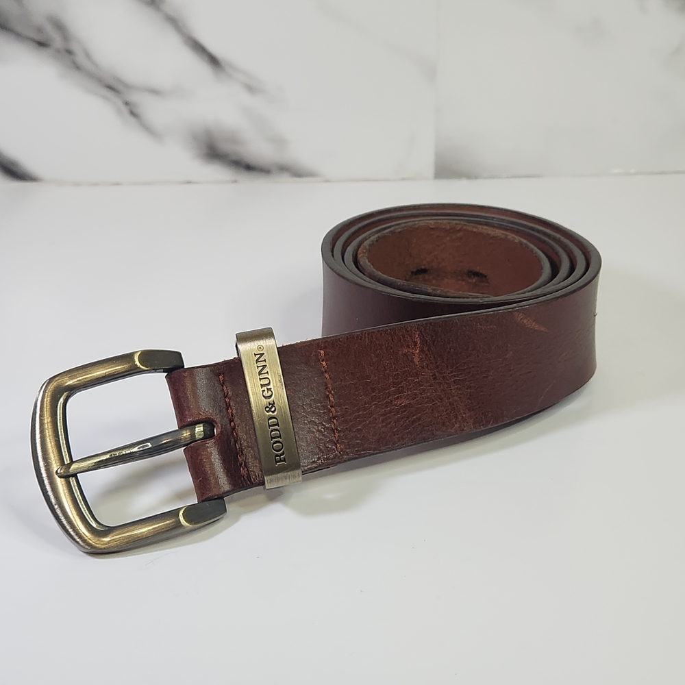 Rodd & Gunn Genuine Leather Belt Brown And Bronze-golden Buckle